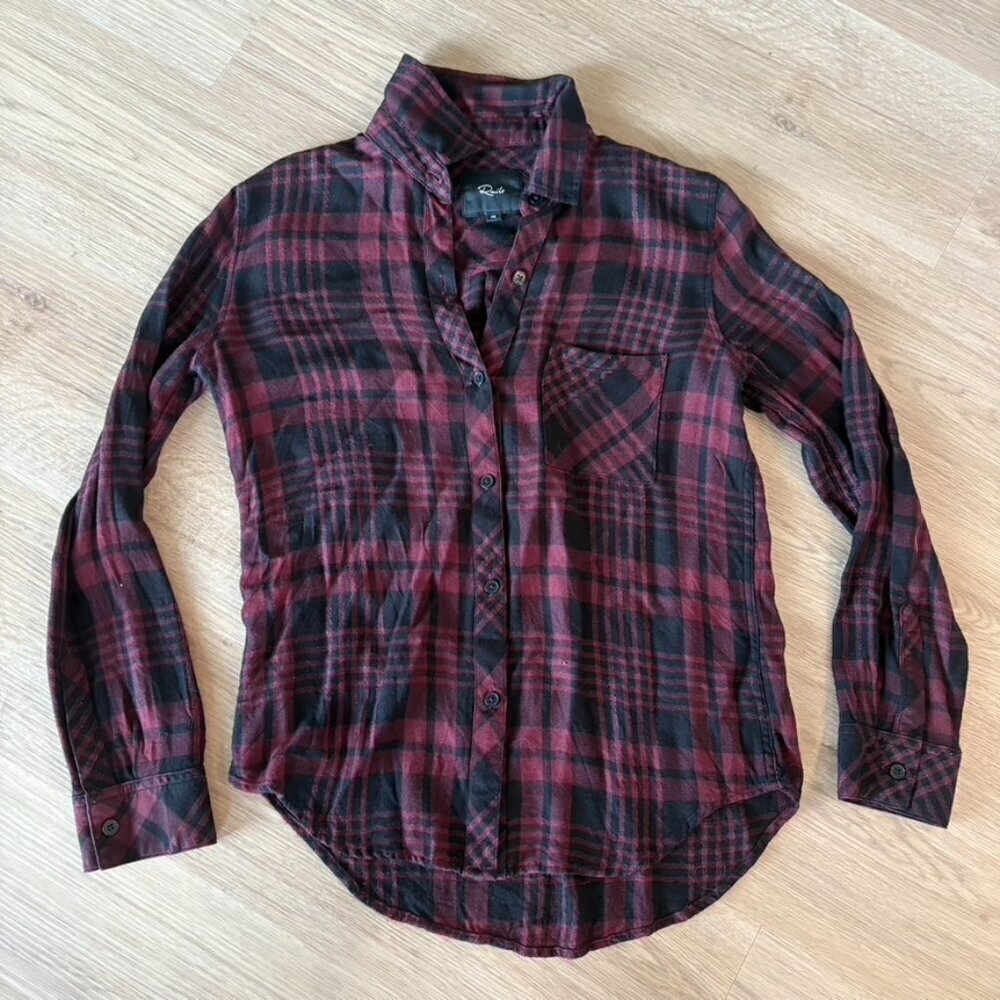 ** Rails Hunter Maroon Black Flannel Button Down Shimmer Shirt XS